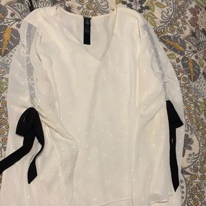 Chicos black label drawstring sleeve blouse.